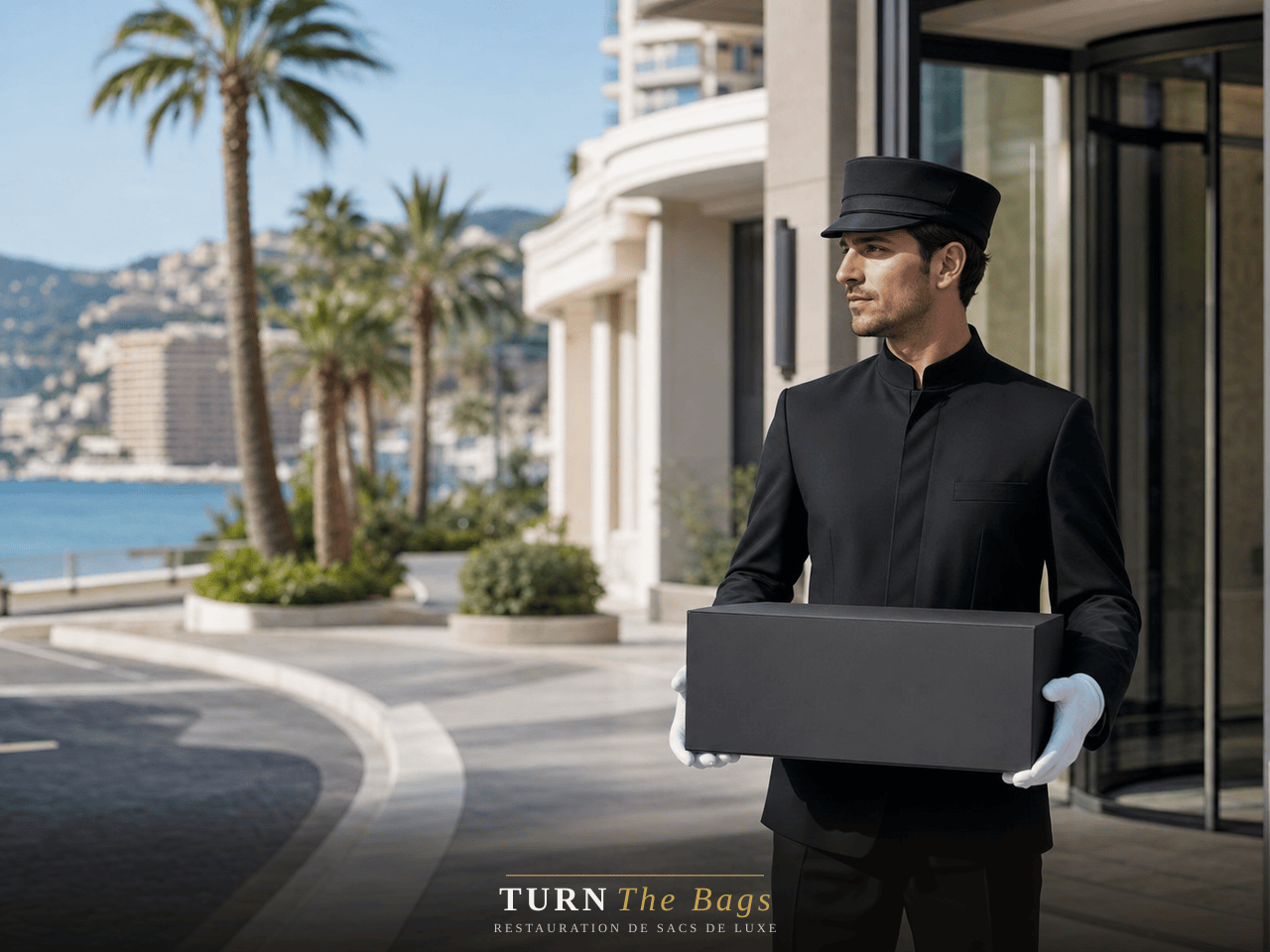Coursier privé DHL Luxe récupérant un sac de luxe à Monaco Larvotto