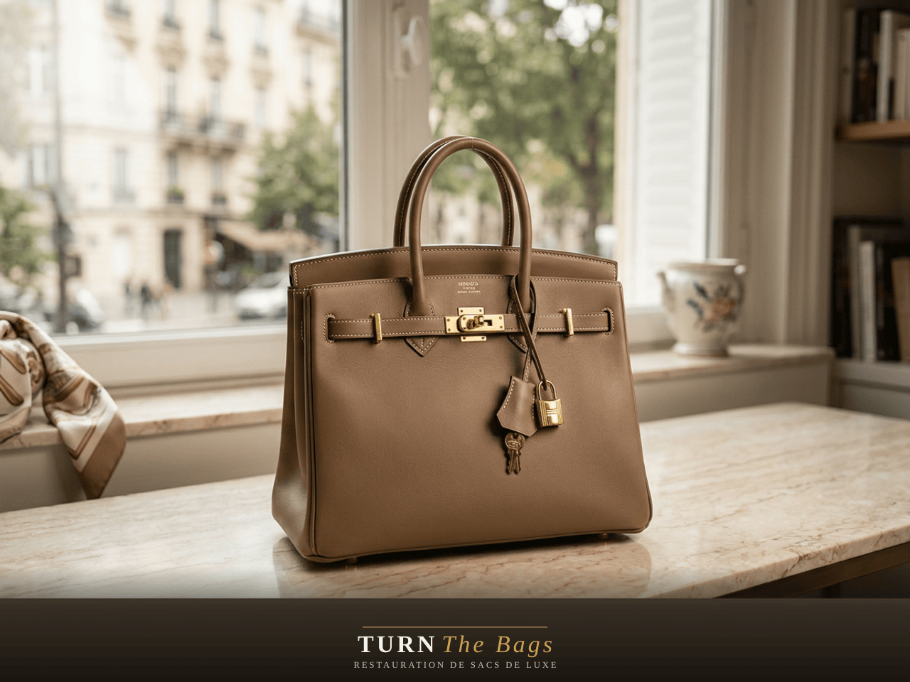 Sac Hermès restauré à Boulogne-Billancourt, quartier Prince-Marmottan