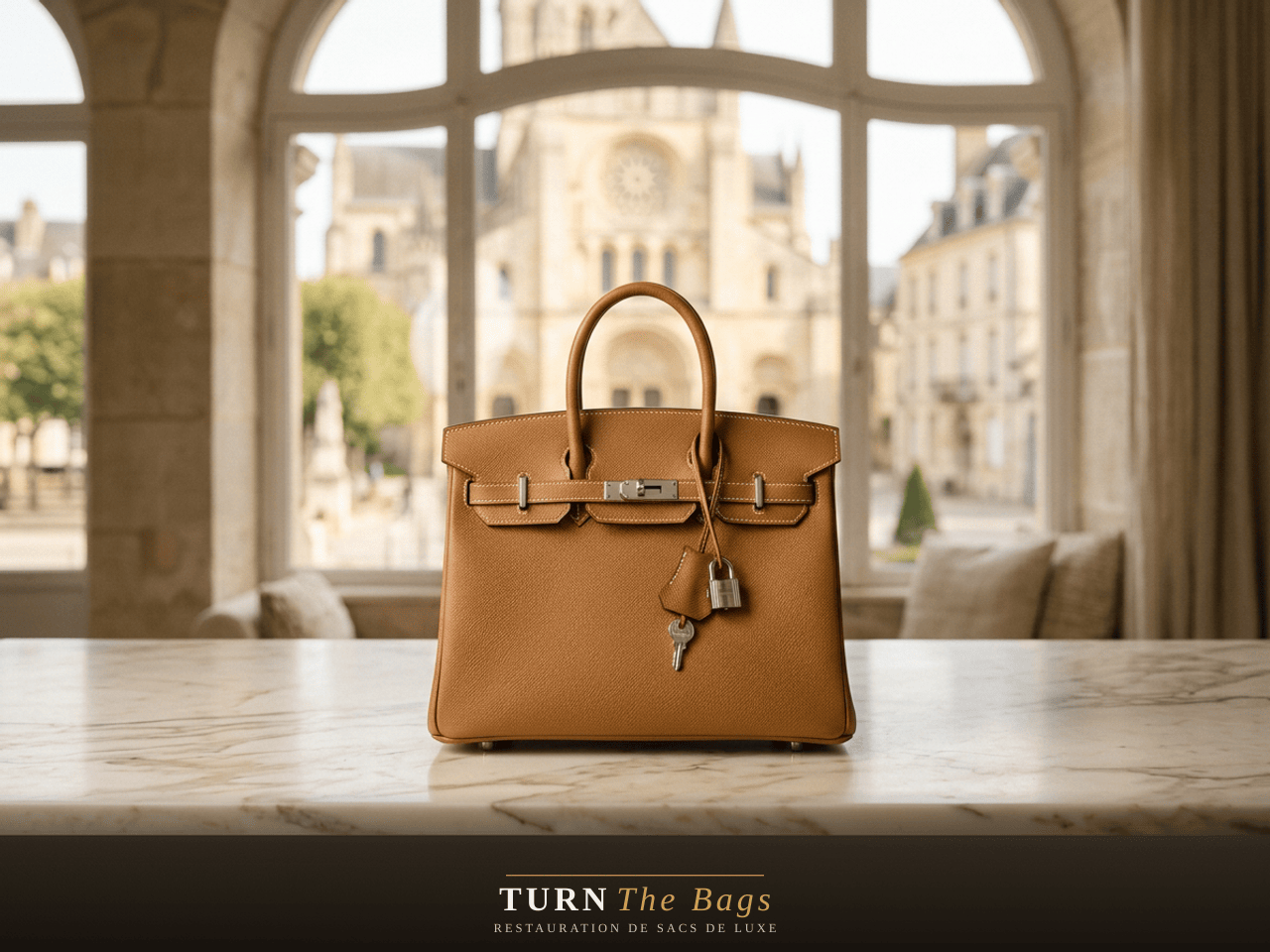 Sac Hermès restauré à Caen, quartier Saint-Pierre