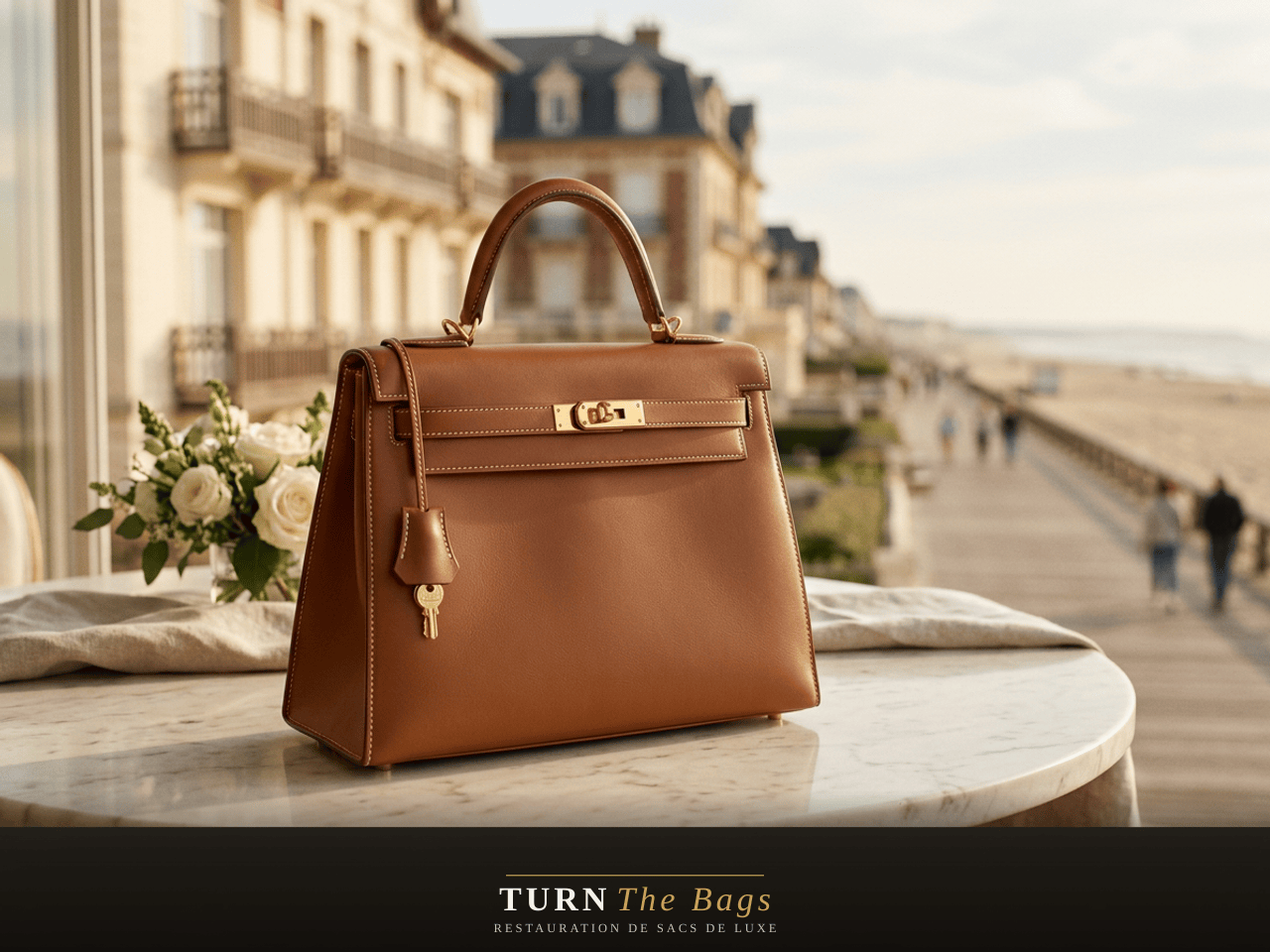 Sac Hermès restauré à Deauville, rue Eugène Colas