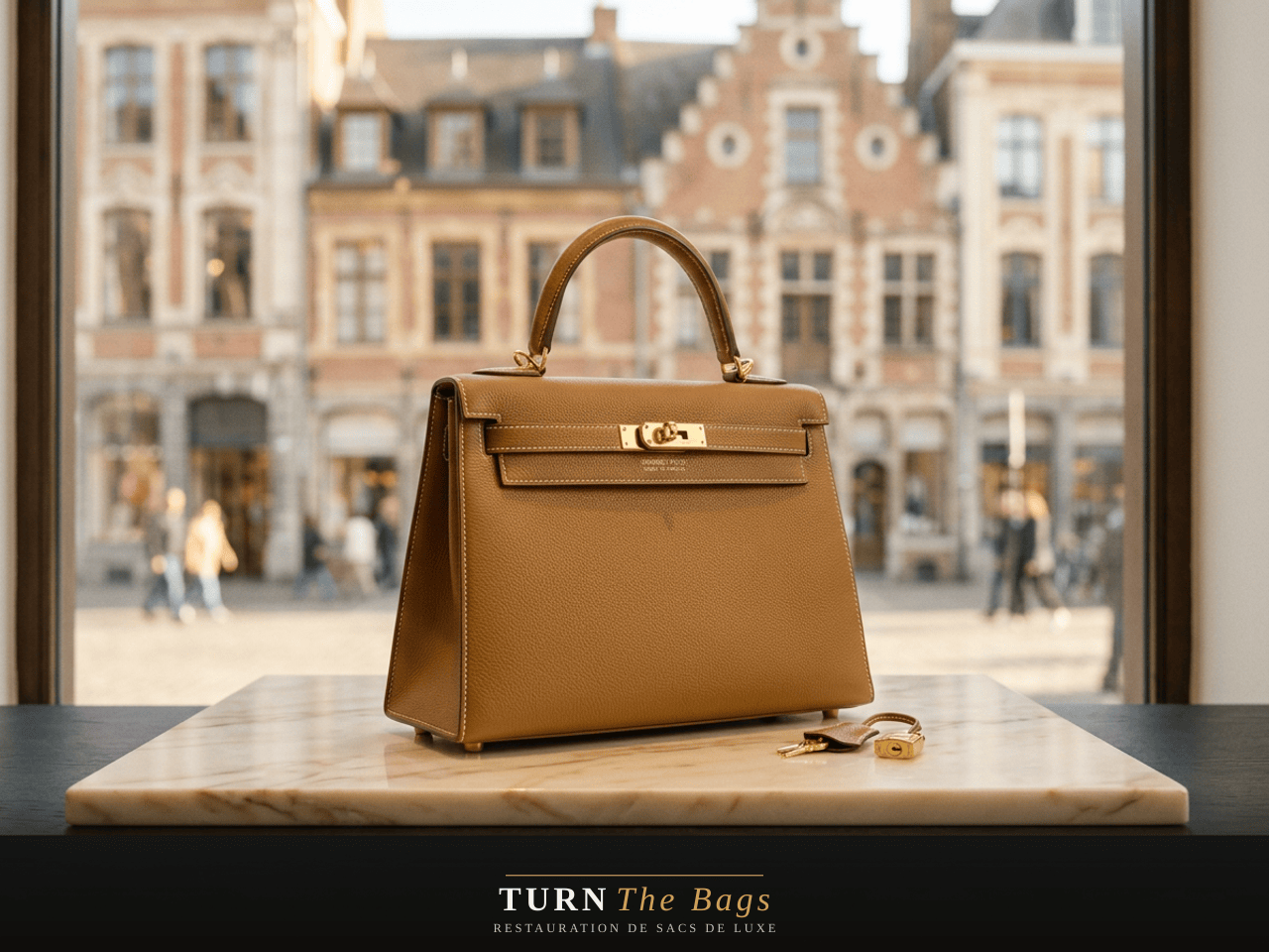 Sac Hermès restauré à Lille, quartier du Vieux-Lille