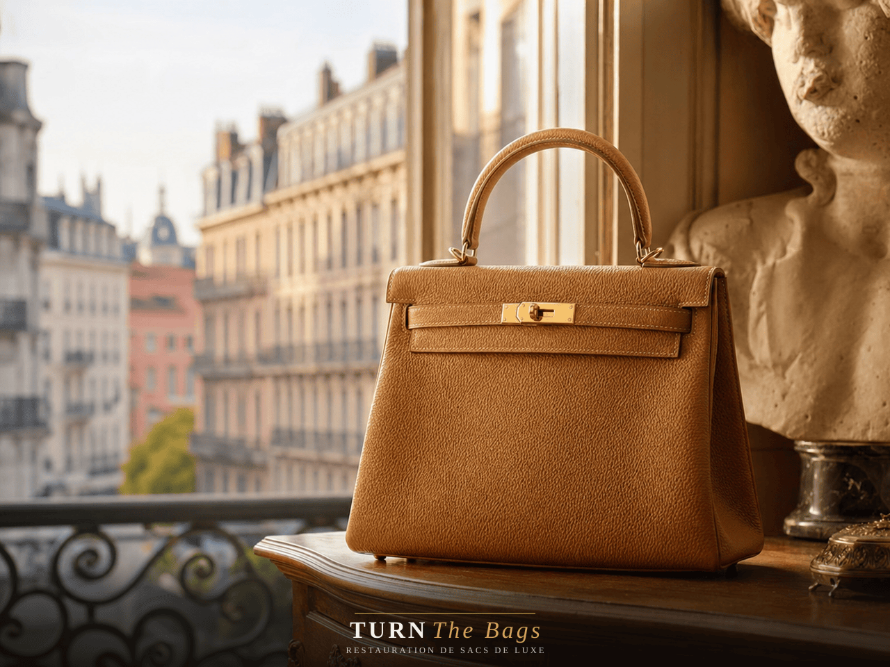 Sac Hermès Kelly restauré à Lyon, quartier de la Presqu’île