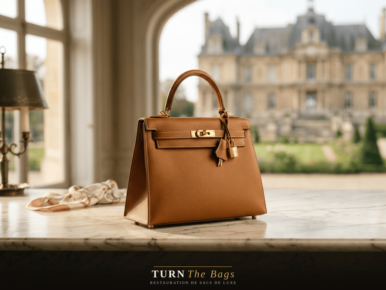 Sac Hermès restauré à Maisons-Laffitte, quartier du Parc