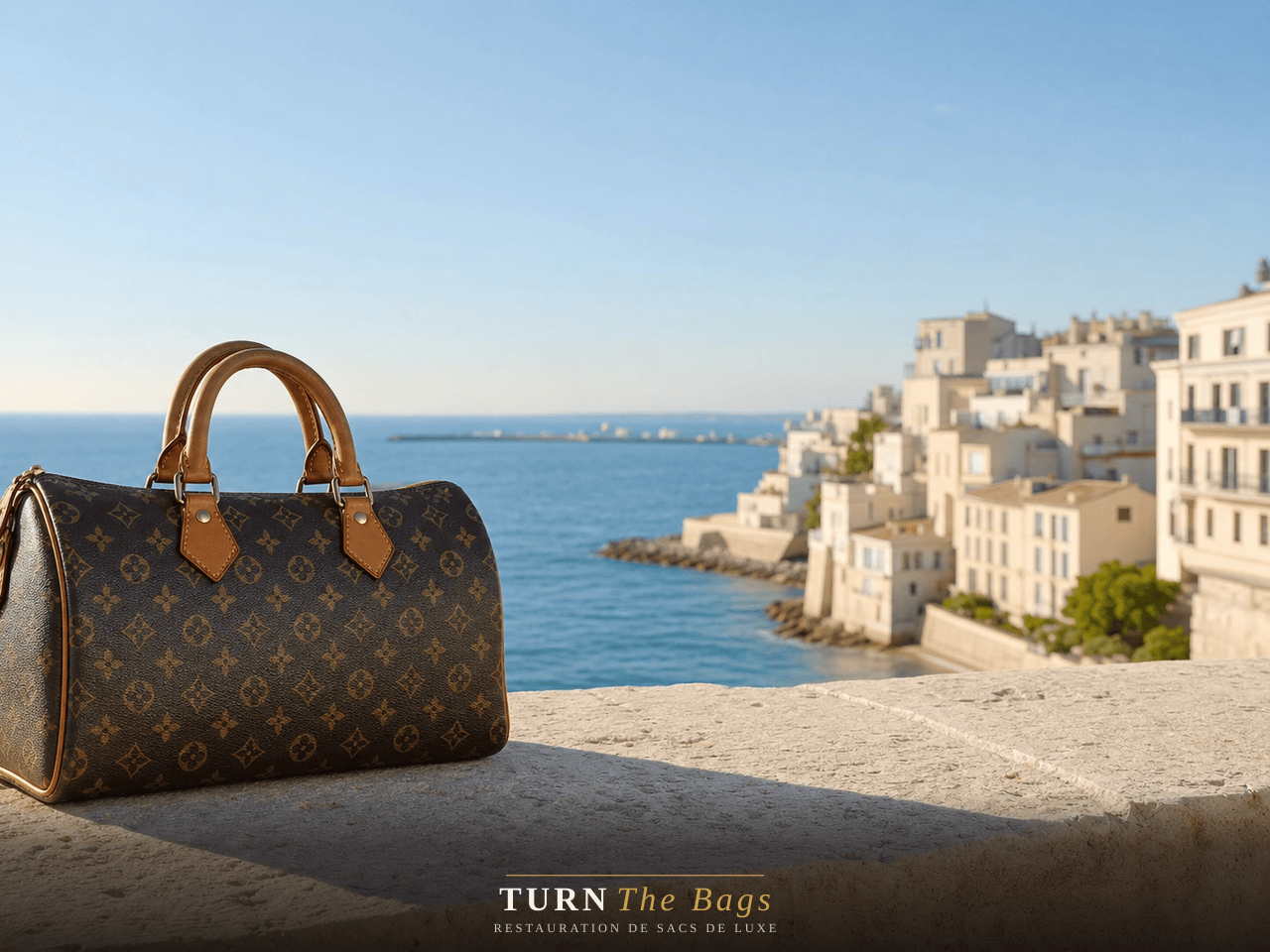 Sac Louis Vuitton restauré à Marseille, quartier du Prado