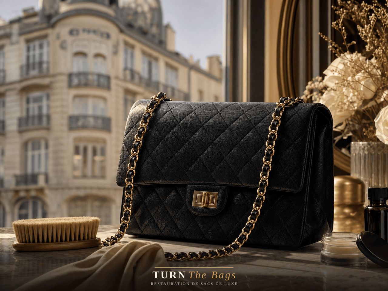 Recoloration d’un sac Chanel en cuir caviar pour une cliente lyonnaise
