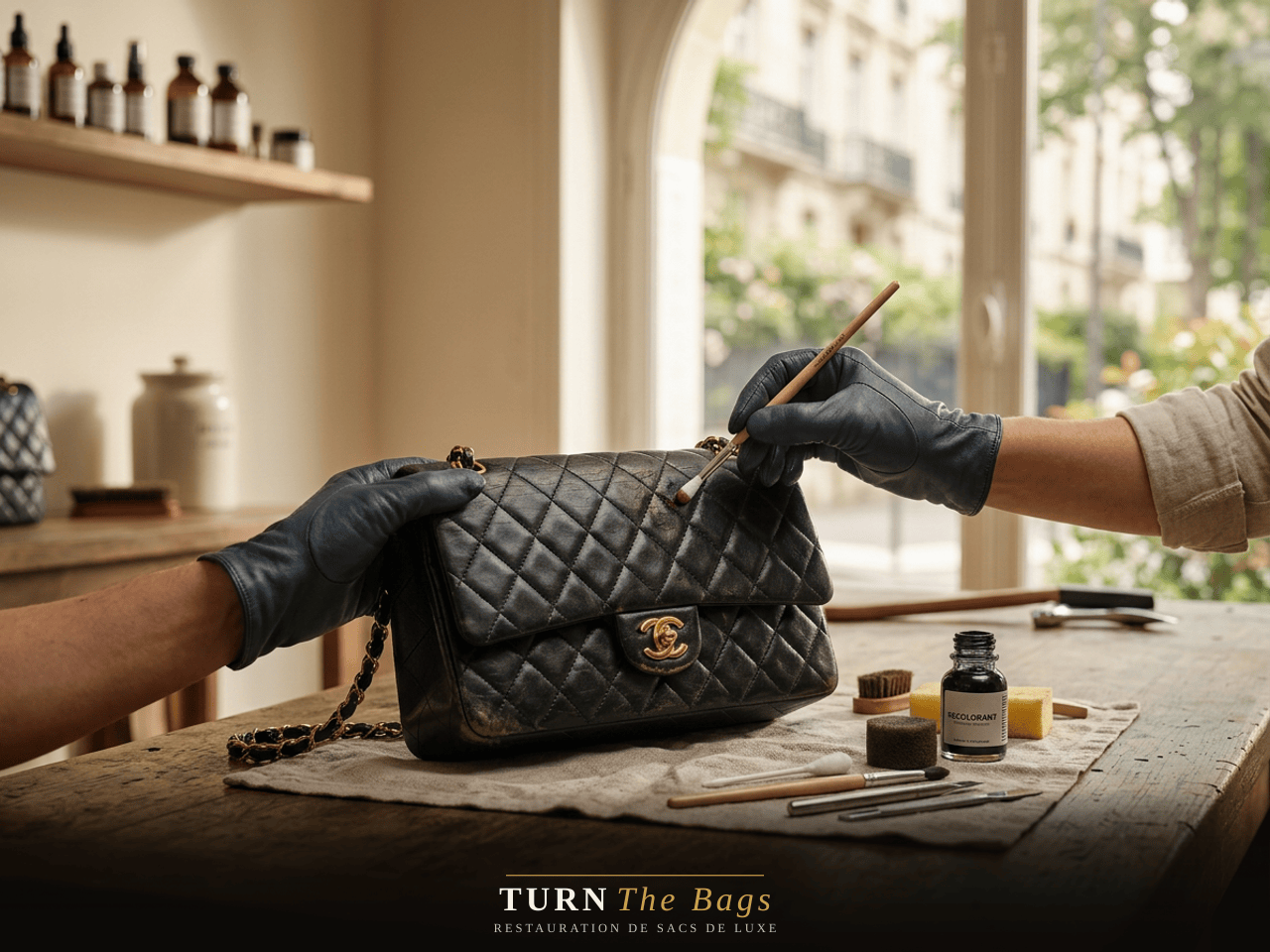 Recoloration d'un sac Chanel pour une cliente clodoaldienne