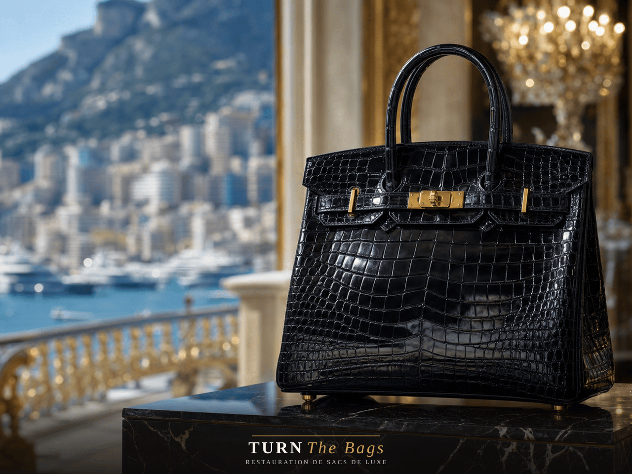 Restauration d’un sac en crocodile pour une cliente monégasque