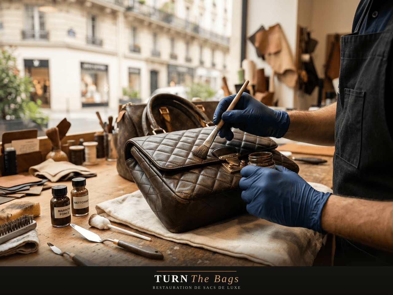 Recoloration d'un sac Louis Vuitton pour une cliente levalloisienne